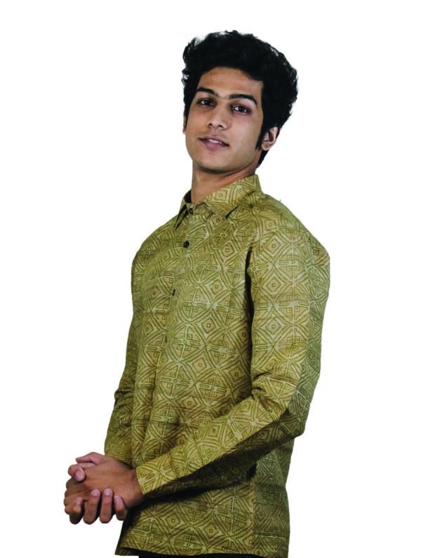 Block Printed Tussar Silk Shirt - Image 2