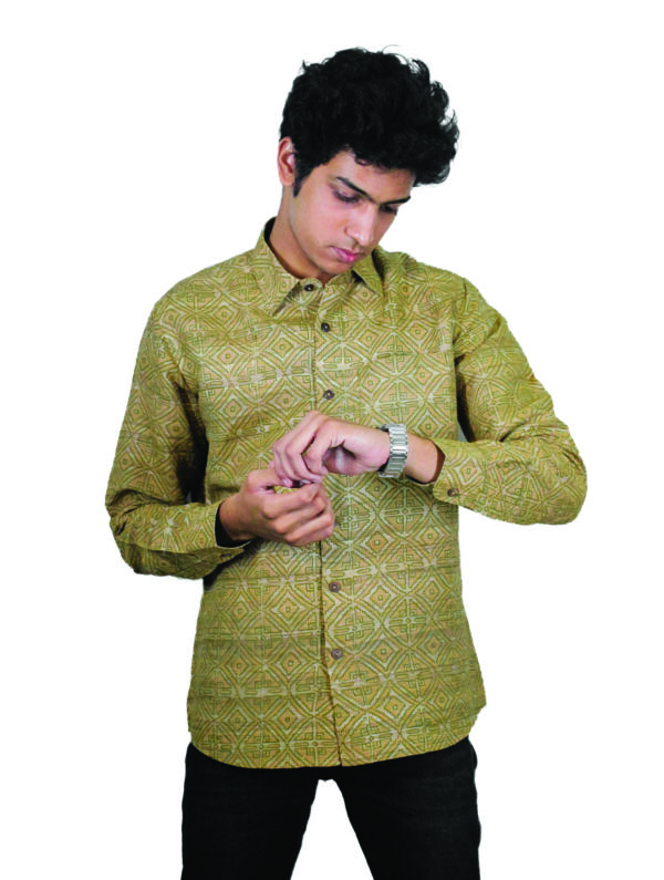 Block Printed Tussar Silk Shirt