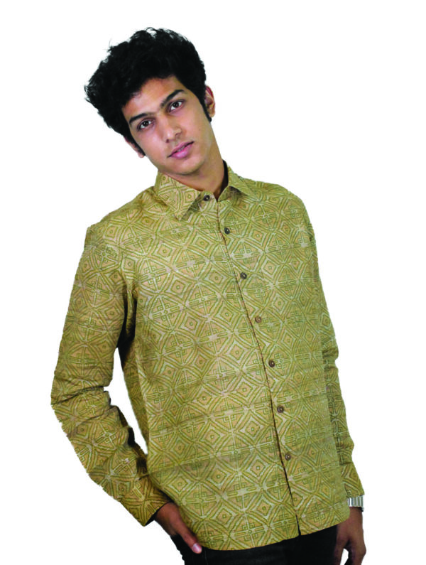 Block Printed Tussar Silk Shirt - Image 4