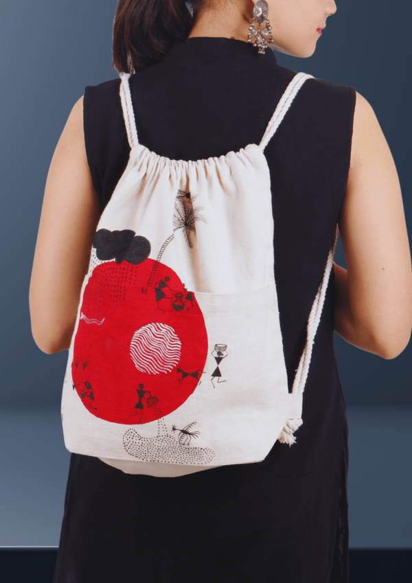 Warli Hand-painted Sack Bag