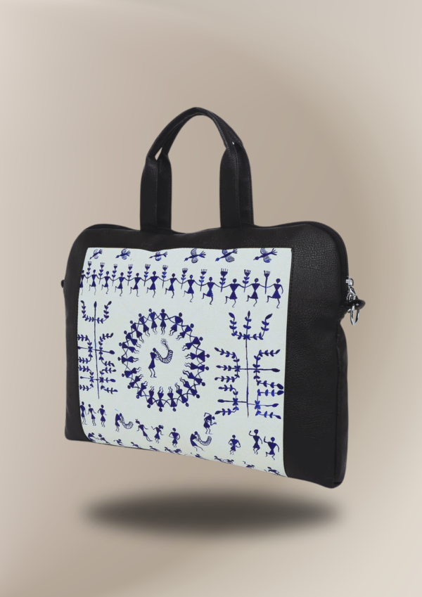 Warli Leather Laptop Bag - Image 3