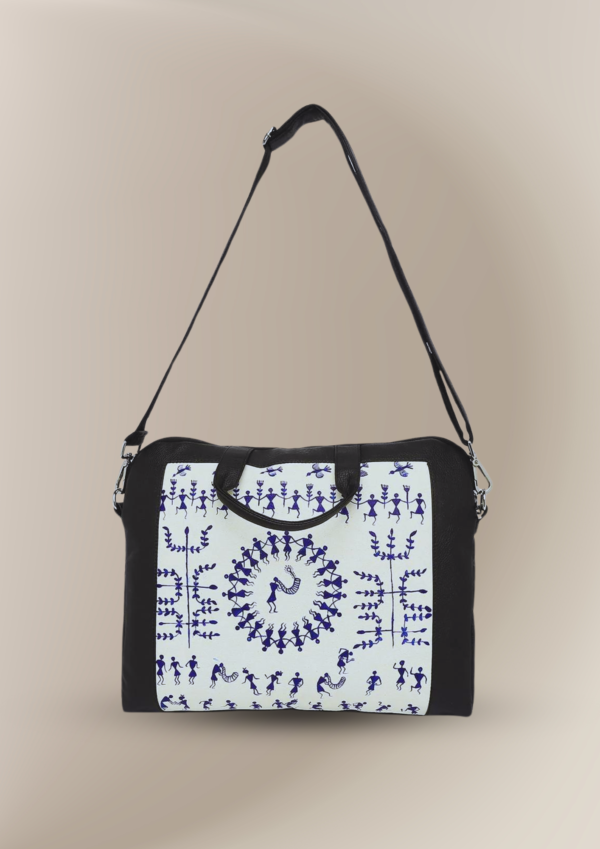 Warli Leather Laptop Bag - Image 4