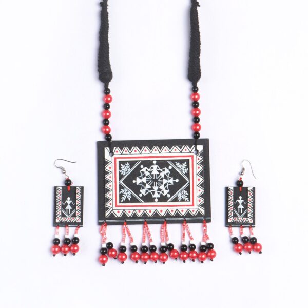 Warli Hand Painted Necklace Set - Image 2